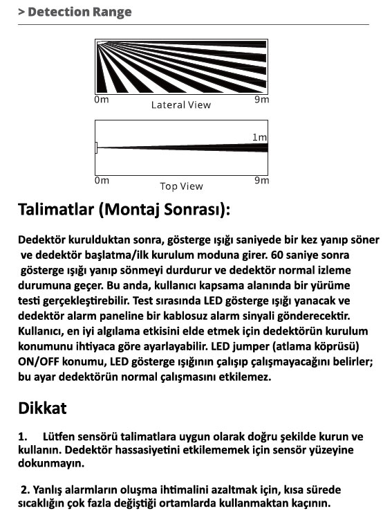 Opax Perde Tipi Dedektör Terminal Bağlantıları
