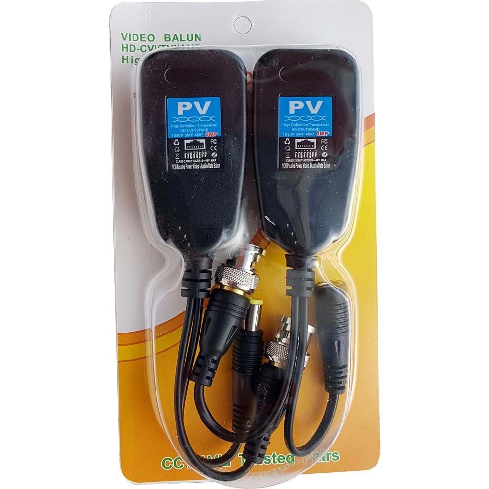 PV 5MP 1 ÇİFT PASİF VIDEO BALUN HD-CVI/TVI/AHD MAVİ ETİKET