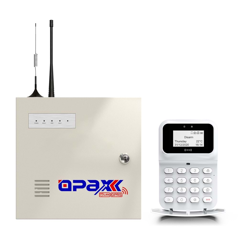 OPAX-2747-4G GPRS/LAN KEYPADLİ KABLOLU&KABLOSUZ ALARM PANELİ (1 YIL AHM ÜCRETSİZ)