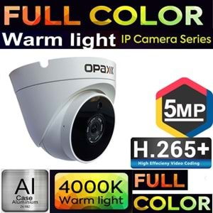 OPAX-2005 5MP IP H.265+ 3 WARM LIGHT FULL COLOR P2P 3.6MM METAL DOME KAMERA