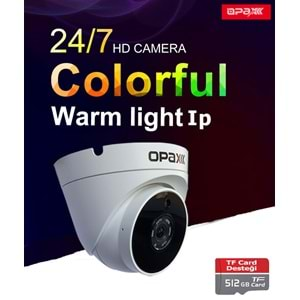 OPAX-2553 3MP IP TFT CARD DESTEĞİ H.265+ 3 WARM LIGHT FULL COLOR 3.6 MM METAL DOME CAMERA