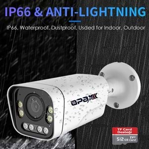 OPAX-7715 5MP IP TFT CARDLI H.265+ 8 WARM LIGHT FULL COLOR 3.6 MM METAL BULLET CAMERA