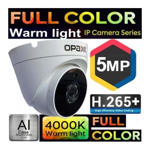 OPAX-2210W 5MP IP H.265+ 3 WARM LIGHT FULL COLOR P2P 3.6MM 2880X1620 METAL DOME