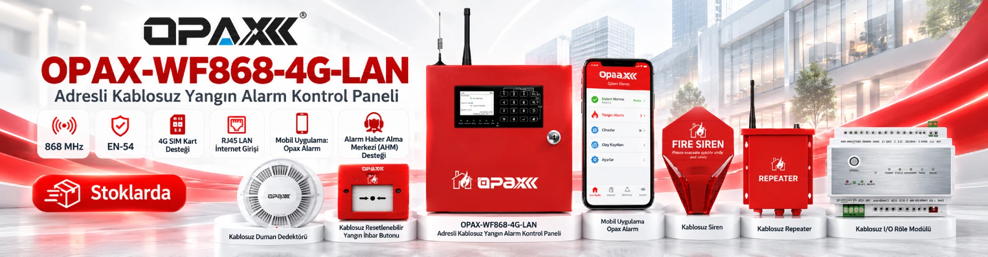 OPAX kablosuz yangın alarm sistemleri; 868 MHz kablosuz duman dedektörü, yangın 